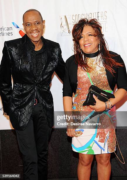 Freddie Jackson and Valerie Simpson attend the 47th Annual Songwriters Hall Of Fame Induction And Awards Gala at The New York Marriott Marquis on...