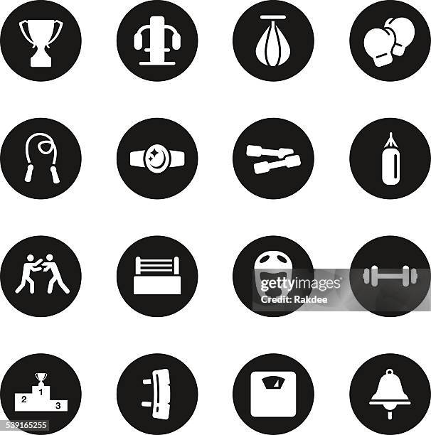 boxing icons - black circle series - mens health 2015 awards stock illustrations