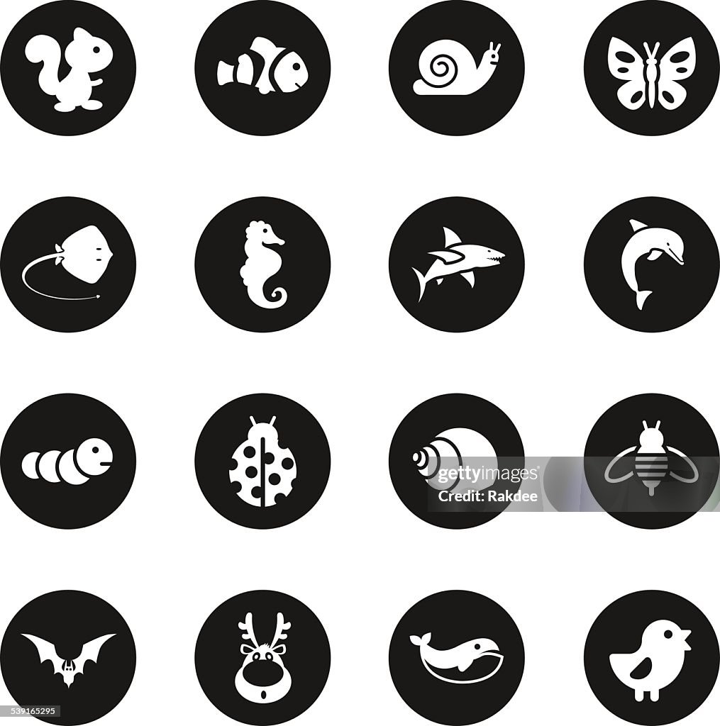 Animal Icons - Black Circle Series