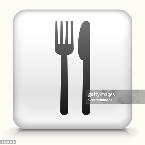 square button with fork & knife royalty free vector art - bevel vector stock illustrations