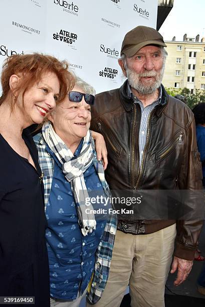 Agathe Natanson, Josee Dayan and Jean Pierre Marielle attend "55 Politiques" : Exhibition Preview at Galerie Dupin on June 9, 2016 in Paris, France.