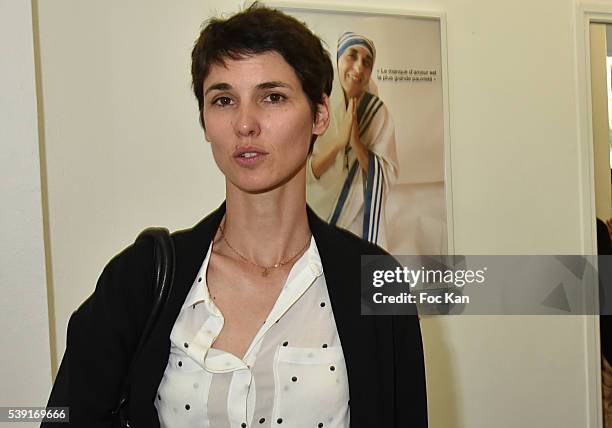 Eglantine Emeye attends "55 Politiques" : Exhibition Preview at Galerie Dupin on June 9, 2016 in Paris, France.