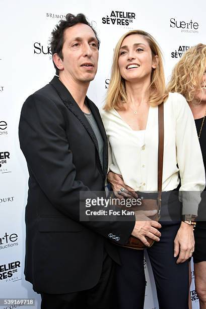 Stephane Foenkinos and Julie Gayet attend "55 Politiques" : Exhibition Preview at Galerie Dupin on June 9, 2016 in Paris, France.