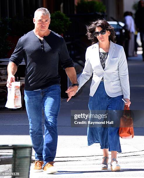 Shane McMahon and Marissa McMahon are seen walking in Soho on June 9, 2016 in New York City.