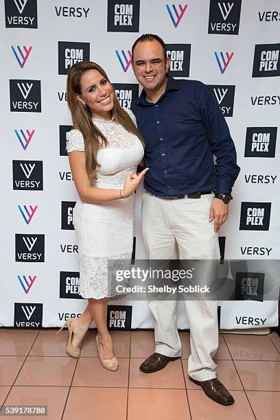 Lindsay Casinelli and Harry Ruiz are seen at the the Versy official launch celebration with Complex Magazine on June 9, 2016 in Miami, United States.