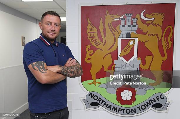 Northampton Town new Player-Goalkeeper coach Paddy Kenny poses during a photo call at Sixfields Stadium on June 10, 2016 in Northampton, England.