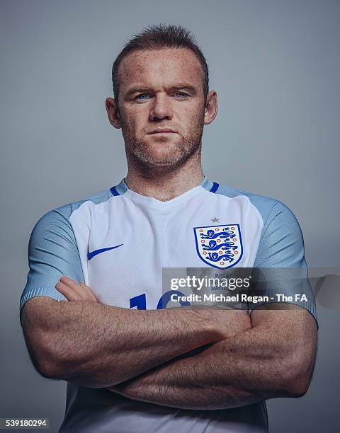 Wayne Rooney of England poses after a training session ahead of the Euro 2016 game against Russia on June 8, 2016 in Chantilly, France.