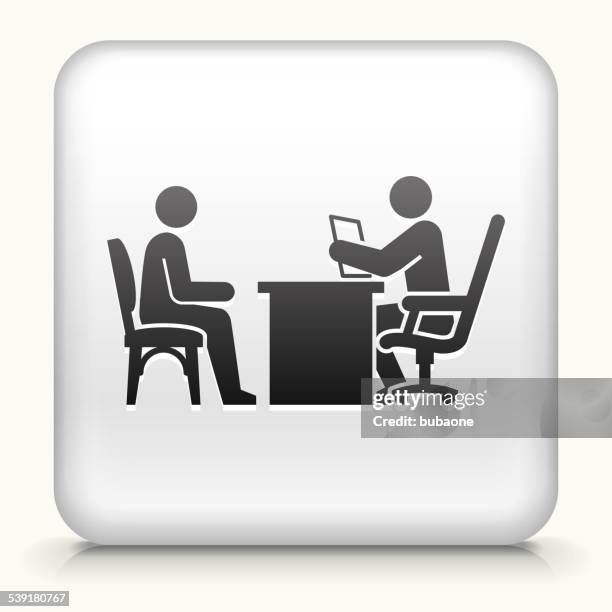 square button with interview royalty free vector art - someone being interviewed stock illustrations