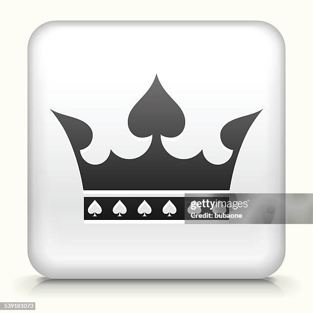 square button with crown royalty free vector art - crown emoji stock illustrations