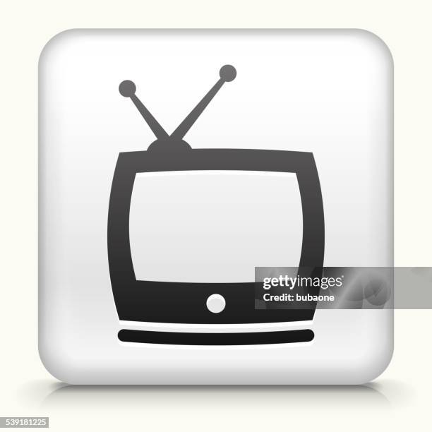 square button with tv - bevel vector stock illustrations