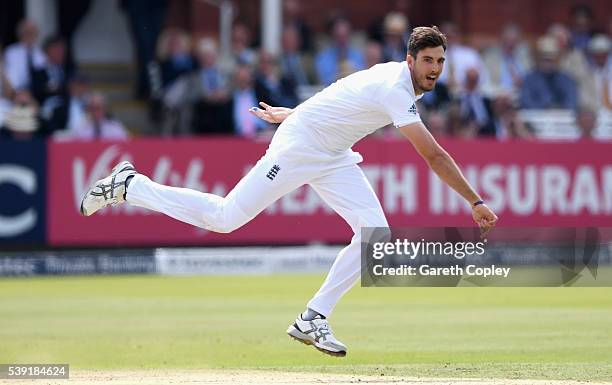 Steven Finn of England bowls during day two of the 3rd Investec Test match between England and Sri Lanka at Lord's Cricket Ground on June 10, 2016 in...