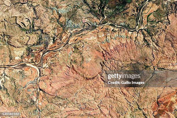 Natural colour satellite image of the Goat Paddock Crater located in north Western Australia on March 24, 2016. The 5km meteorite crater was created...