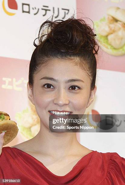 Anchor / TV personality Mao Kobayashi attends the Lotteria press conference on September 13, 2010 in Tokyo, Japan.