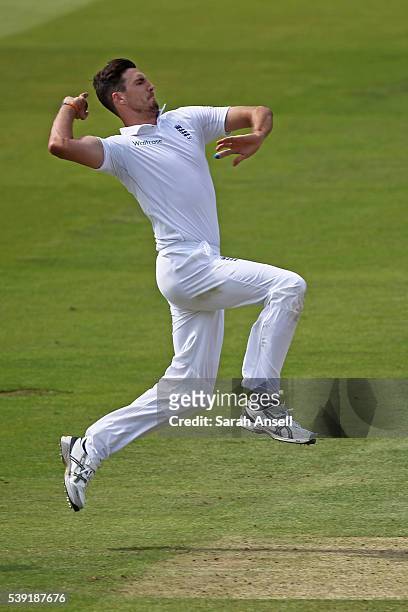 Steven Finn of England bowls during day two of the 3rd Investec Test match between England and Sri Lanka at Lord's Cricket Ground on June 10, 2016 in...