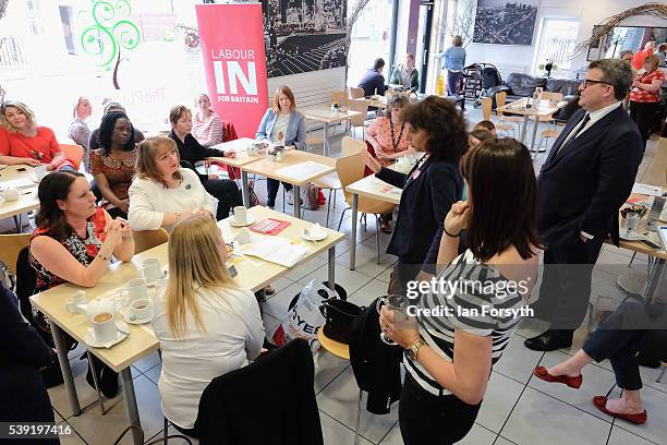 Deputy Leader of the Labour Party Tom Watson and Labour's Shadow Cabinet Minister Gloria de Piero meet with a group of women voters to talk about the...