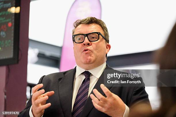 Deputy leader of the Labour Party Tom Watson speaks with a group of women voters to talk about the importance of a vote to remain in the European...