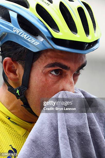 Alberto Contador of Spain and the Tinkoff team cools down after stage five of the 2016 Criterium du Dauphine, a 140km stage from La Ravoire to...