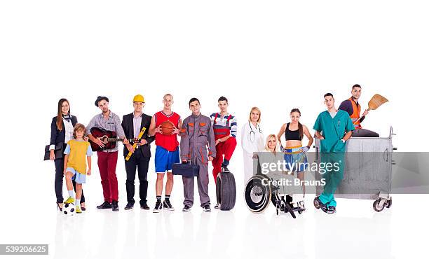 group of people with different occupations. - combinations stockfoto's en -beelden