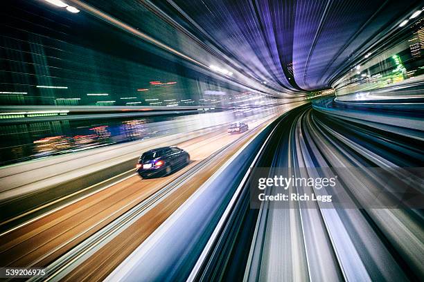 night train in japan - car turning stock pictures, royalty-free photos & images