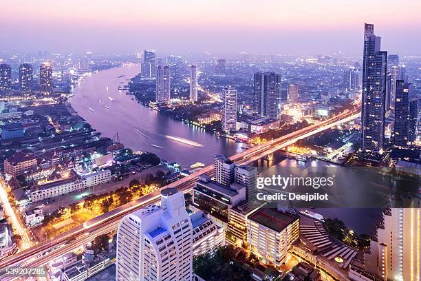 vista aérea do horizonte da banguecoque tailândia - bangkok imagens e fotografias de stock