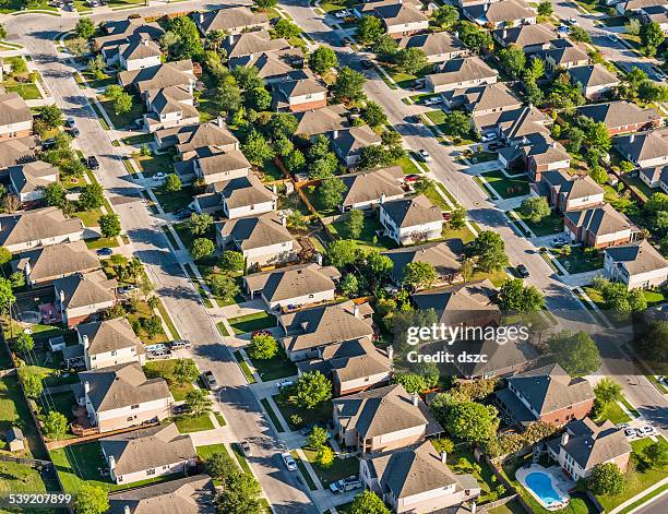 san antoniotexas suburban housing development neighborhood - aerial view - texas house stock pictures, royalty-free photos & images