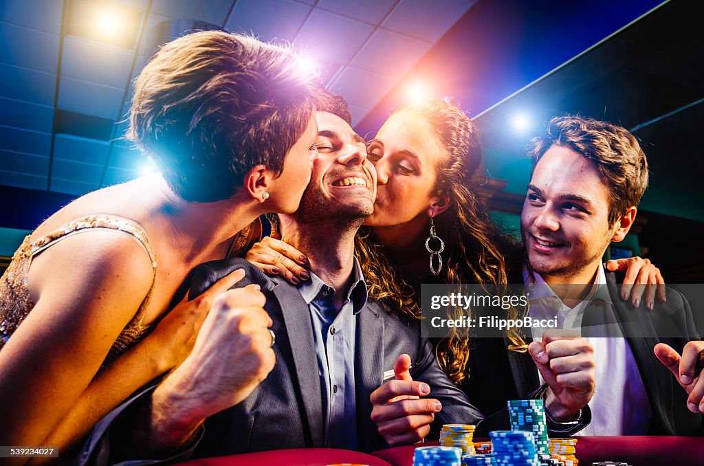 Group of friends winning at Casino