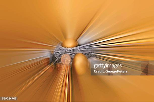 nest egg with gold coins background - ignite change stock illustrations