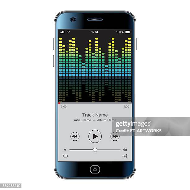 vector smartphone with equalizer effect - heavy metal stock illustrations