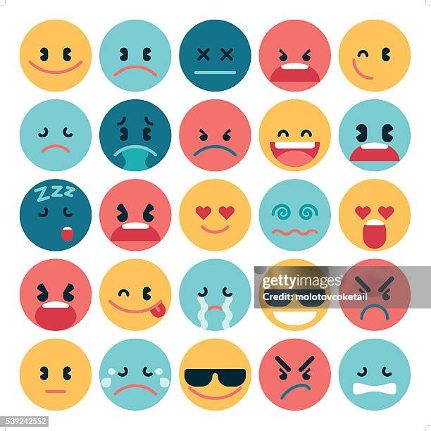 ilustrações de stock, clip art, desenhos animados e ícones de planos simples de emoji - facial expressions flat design character