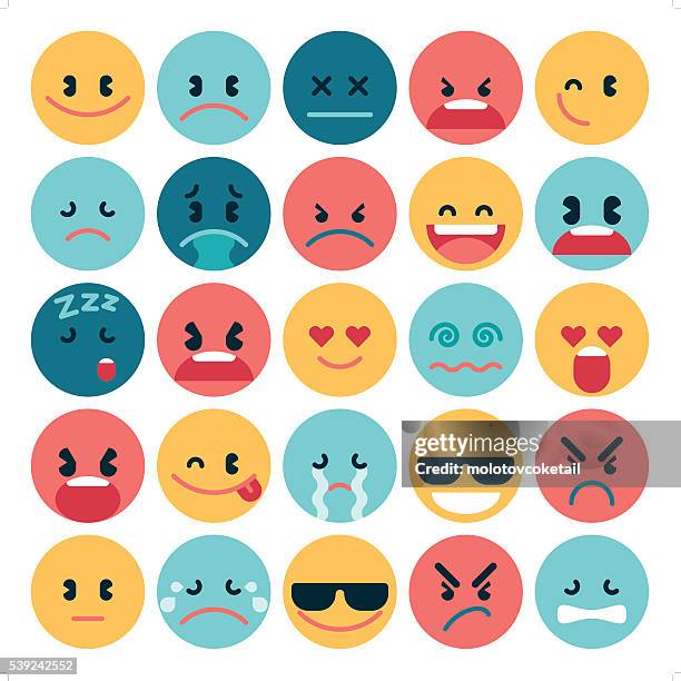 simple flat emoji - visage stock illustrations