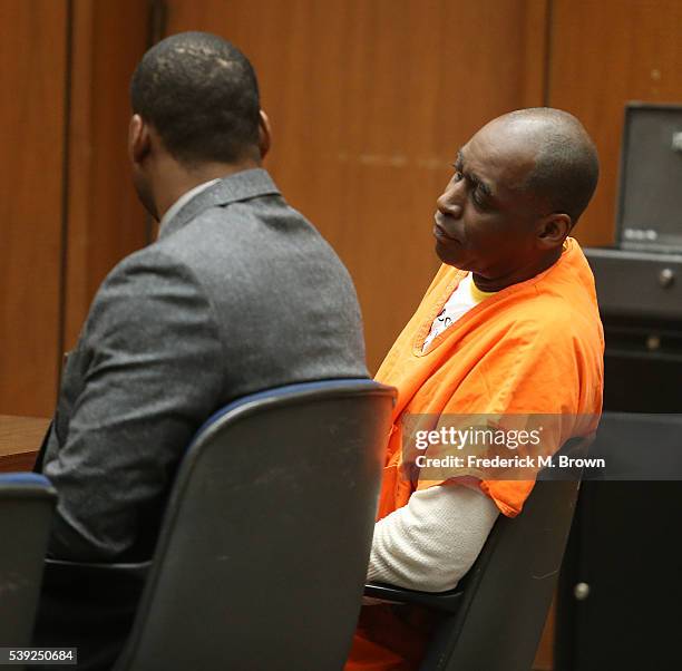 Actor Michael Jace appears in court where he was sentenced to 40 years to life in prison for the murder of his wife, at Clara Shortridge Foltz...