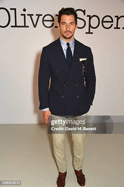 David Gandy attends the Oliver Spencer show during The London Collections Men SS17 at the BFC Show Space on June 10, 2016 in London, England.