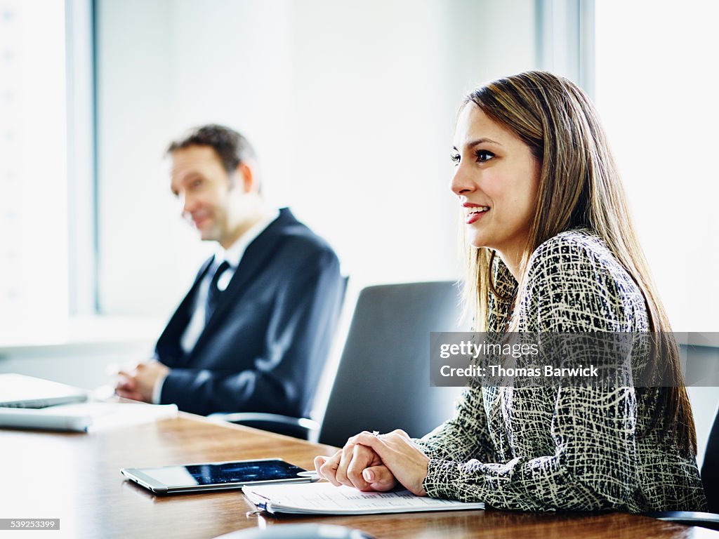 Business executive in discussion with colleagues