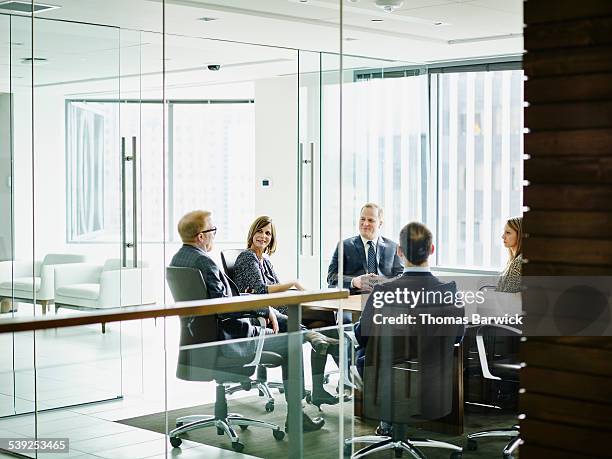 Business executive leading group meeting