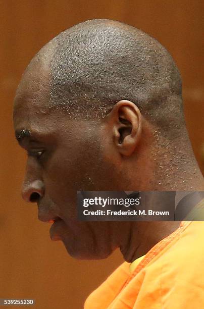 Actor Michael Jace appears in court where he was sentenced to 40 years to life in prison for the murder of his wife, at Clara Shortridge Foltz...