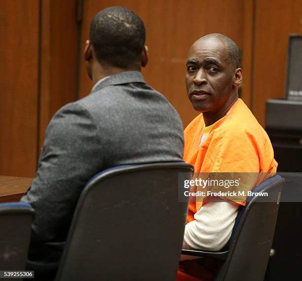 Actor Michael Jace appears in court where he was sentenced to 40 years to life in prison for the murder of his wife, at Clara Shortridge Foltz...