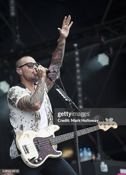 Matt Willis of Busted performing on stage at Seaclose Park on June 10, 2016 in Newport, Isle of Wight.