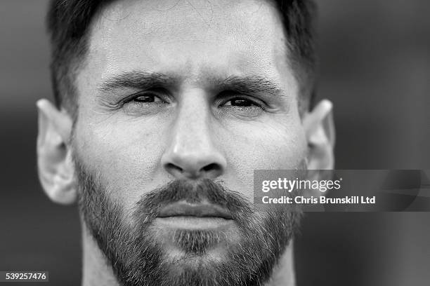 Lionel Messi of Argentina looks on during the Copa America Centenario Group D match between Argentina and Chile at Levi's Stadium on June 6, 2016 in...