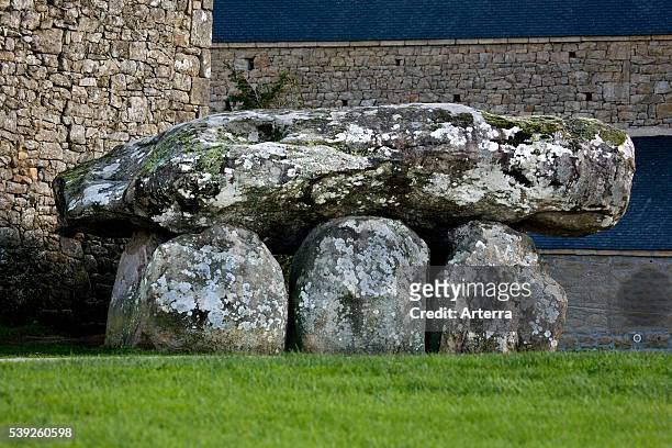 Dolmen Crucuno, megalithic tomb in Plouharnel Morbihan, Brittany, France.
