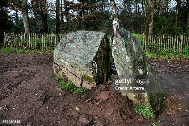 Merlin's menhir / tombeau de Merlin, Broceliande at Paimpont, Brittany, France.