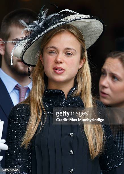Lady Amelia Windsor attends a national service of thanksgiving to mark Queen Elizabeth II's 90th birthday at St Paul's Cathedral on June 10, 2016 in...