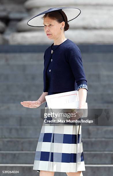 Lady Sarah Chatto attends a national service of thanksgiving to mark Queen Elizabeth II's 90th birthday at St Paul's Cathedral on June 10, 2016 in...