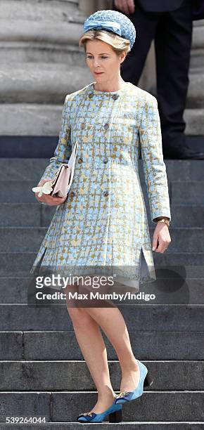 Serena, Viscountess Linley attends a national service of thanksgiving to mark Queen Elizabeth II's 90th birthday at St Paul's Cathedral on June 10,...