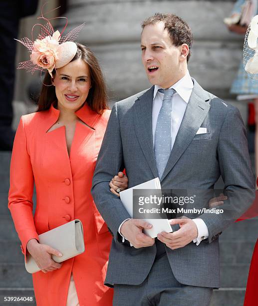 Lady Frederick Windsor and Lord Frederick Windsor attend a national service of thanksgiving to mark Queen Elizabeth II's 90th birthday at St Paul's...