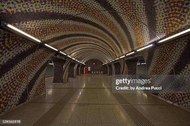 underground station, budapest, hungary - budapest metro stock pictures, royalty-free photos & images