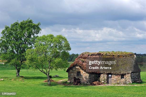 Old Leanach crofter cottage at the Culloden battlefield, Scotland, UK.