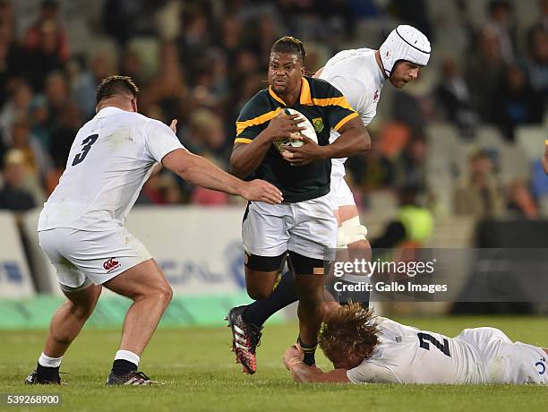 Howard Mnisi of the SA 'A' team during the match between South Africa 'A' and England Saxons at Toyota Stadium on June 10, 2016 in Bloemfontein,...