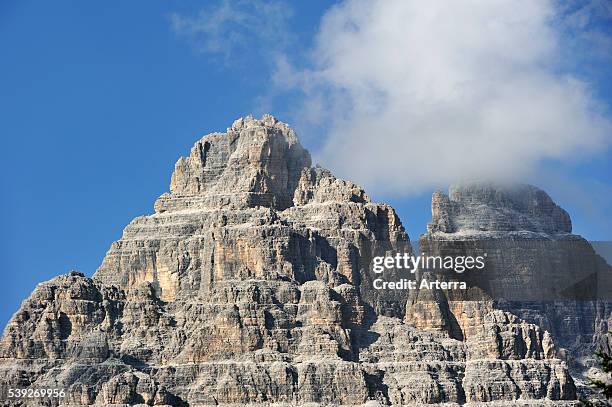 The mountain range Gruppo dei Cadini di Misurina in the Dolomites, Italy.