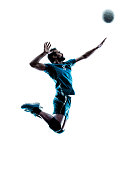 man volleyball  jumping silhouette