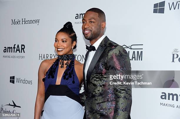 Gabrielle Union and Dwyane Wade attend 7th Annual amfAR Inspiration Gala New York at Skylight at Moynihan Station on June 9, 2016 in New York City.